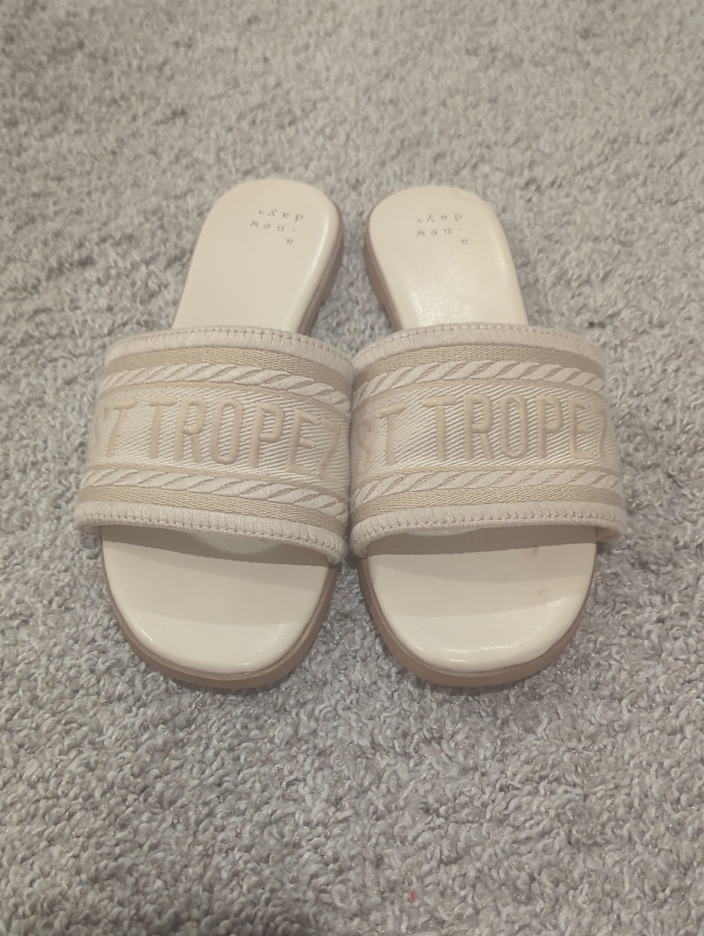 a new day Cream Embroidered Slide Mules
